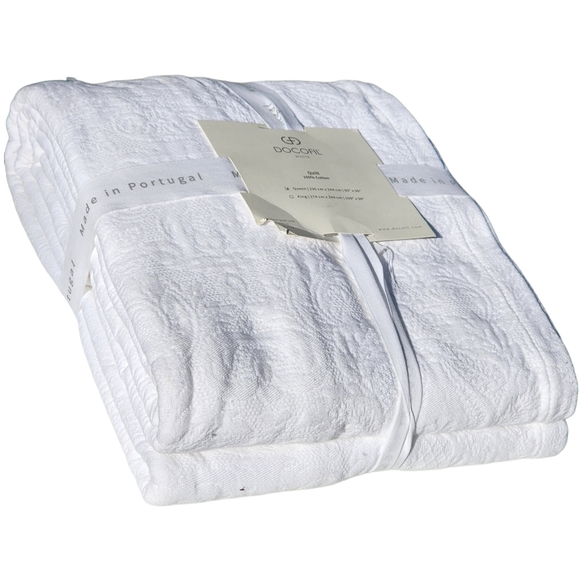 Queen Portugal Docofil Shabby Chic‎ White Cotton Textured Quilt Coverlet - Picture 1 of 9